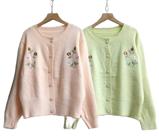 Cardigan rajut flower motif bordir OOTD Korean Look